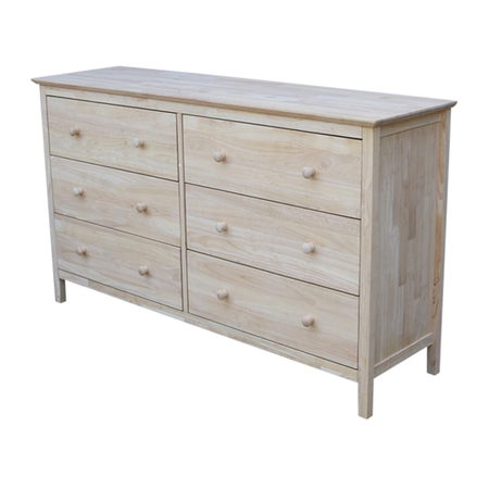 International Concepts Dresser with 6 Drawers, Unfinished BD-8006